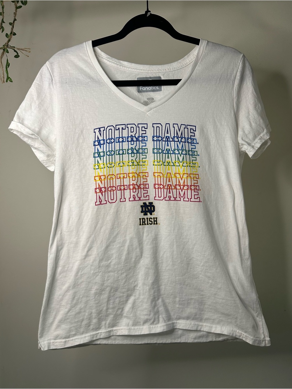 100% Cotton Fanatics Notre Dame Pride Fighting Irish Rainbow Stacked